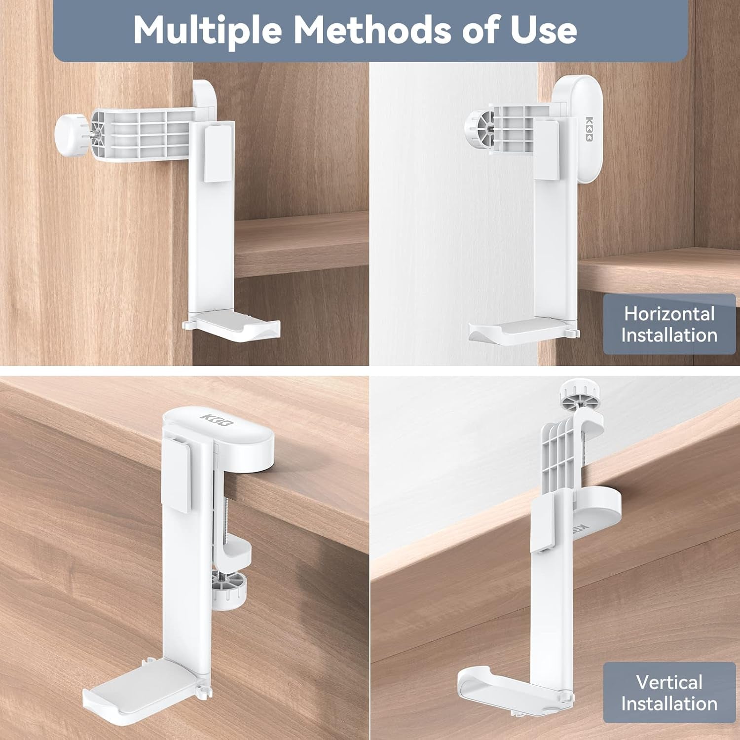 Organize your workspace with a 3-in-1 Rotating Desk Hanger for headsets and controllers with clamp-on installation & cable control.