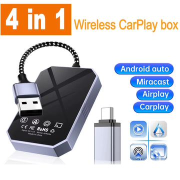 4 in 1 Wireless Carplay Adapter Android Auto Smart Box Car Stereo for Mercedes Benz for Volkswagen for Volvo for Hyundai for VW