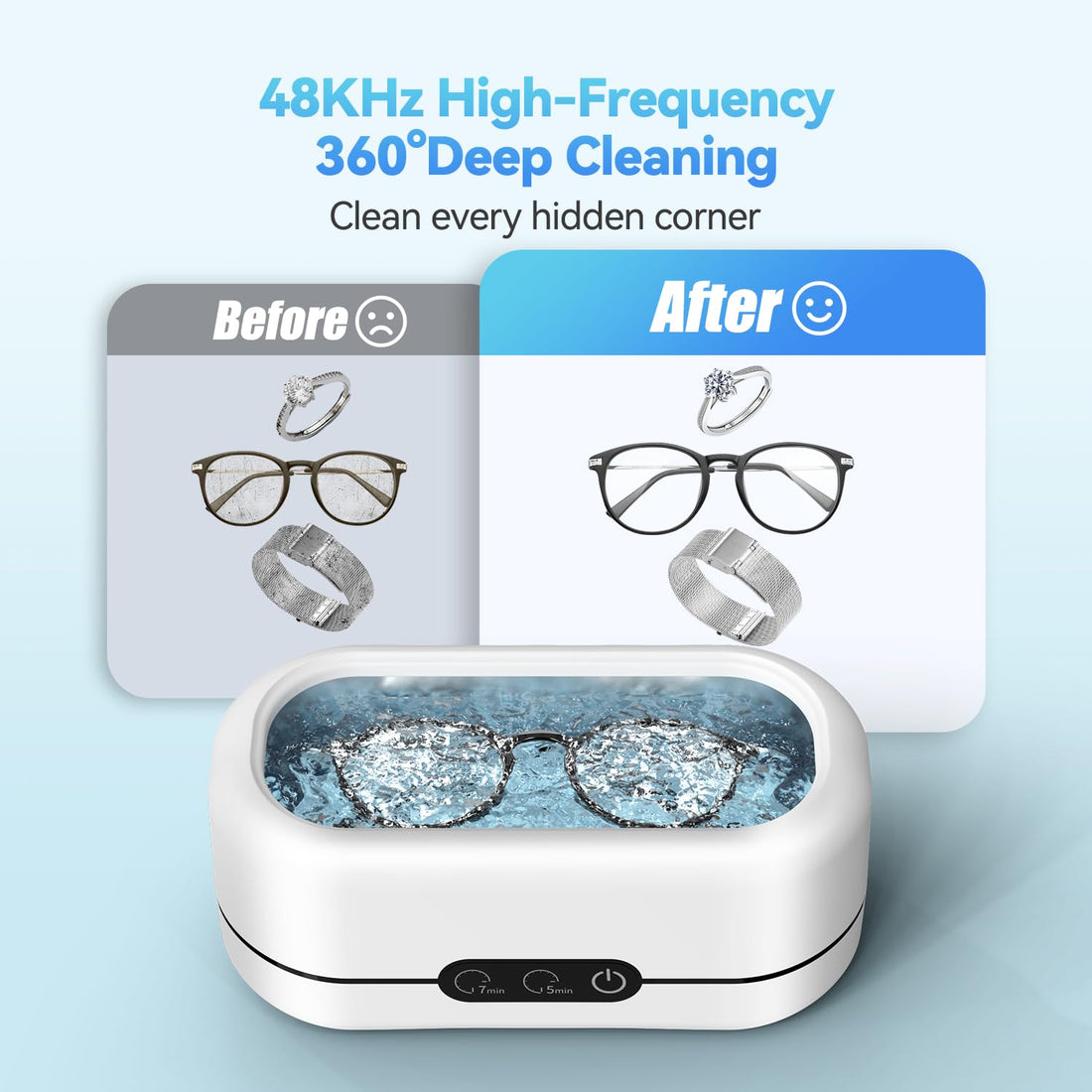 Buy an Ultrasonic Dual Jewellery Cleaner with 48kHz sound waves for gentle cleaning of jewelry & other delicate items at home.