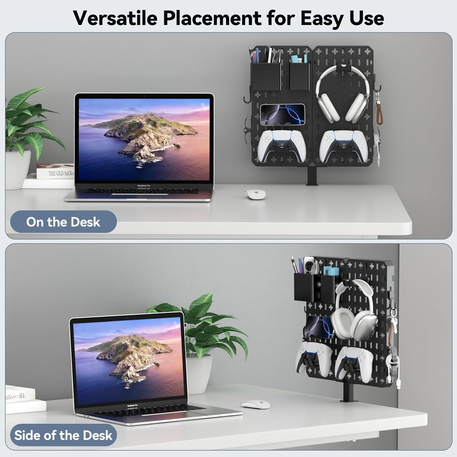 Upgrade your desk without drilling. The 7-in-1 Clamp-On Desk Pegboard saves space & keeps all daily essentials neatly organized.