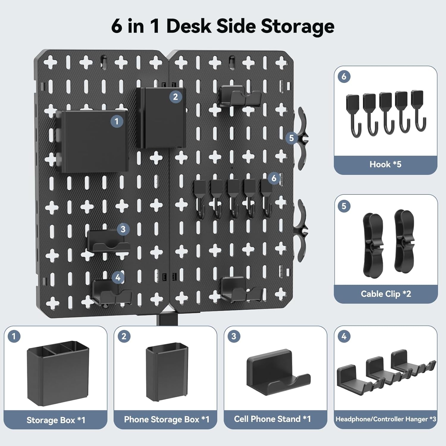 Upgrade your desk without drilling. The 7-in-1 Clamp-On Desk Pegboard saves space & keeps all daily essentials neatly organized.