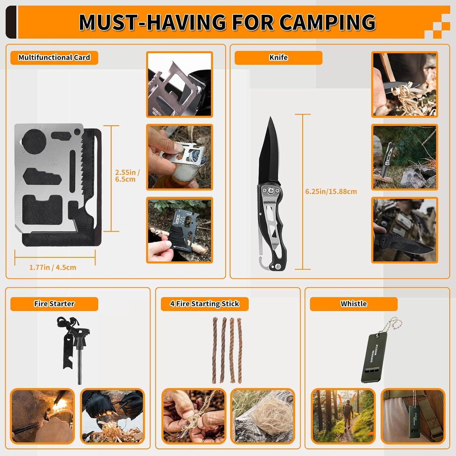 Prepare yourself for any unexpected moment with the outdoor emergency survival kit, designed for road trips & outdoor adventures.