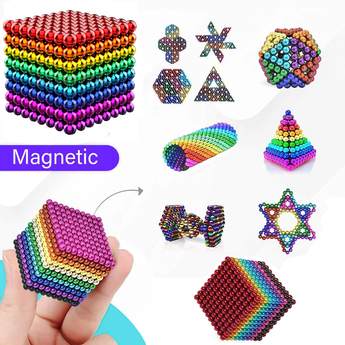 Use an Adult Desk Building Fidget to ease stress & stay focused with 3mm magnetic beads for a calming break from screens at work.