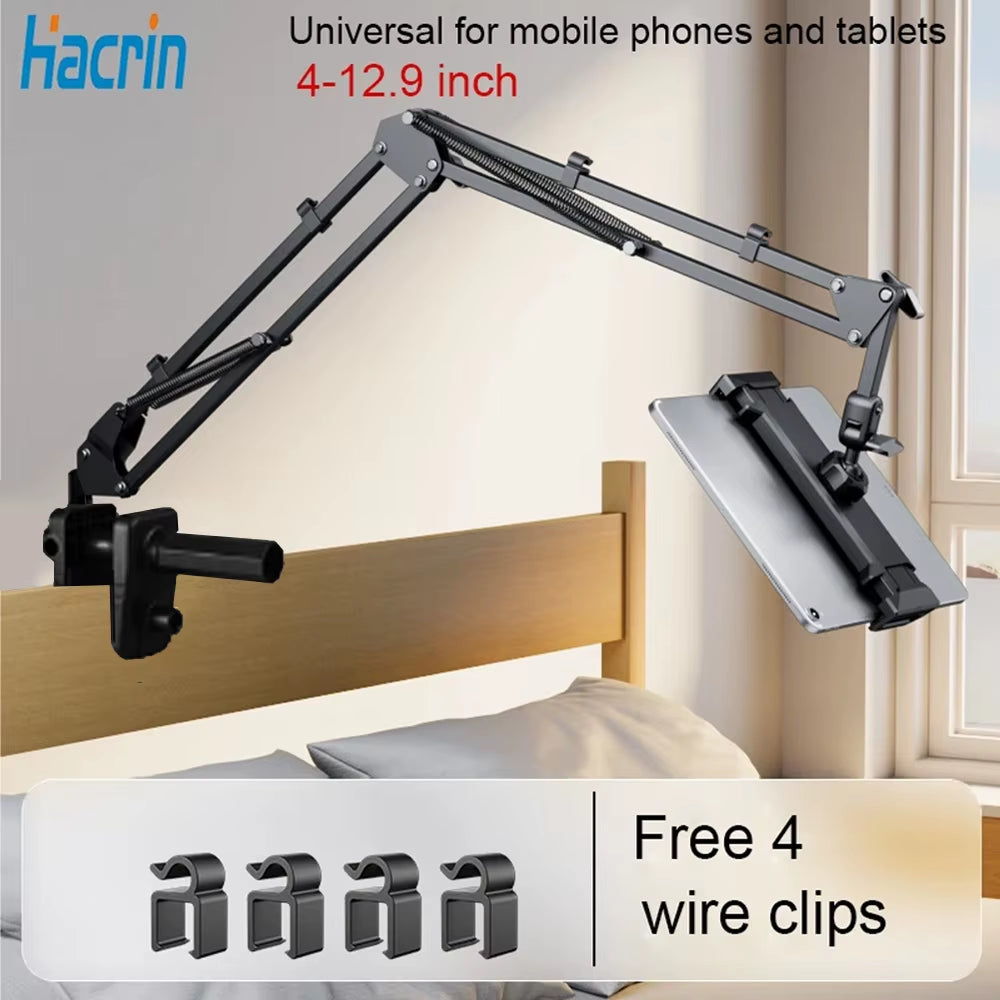 Keep your screen at a comfortable angle using the Long Arm Rotatable Phone Stand with a strong clamp & smooth 360° movement.