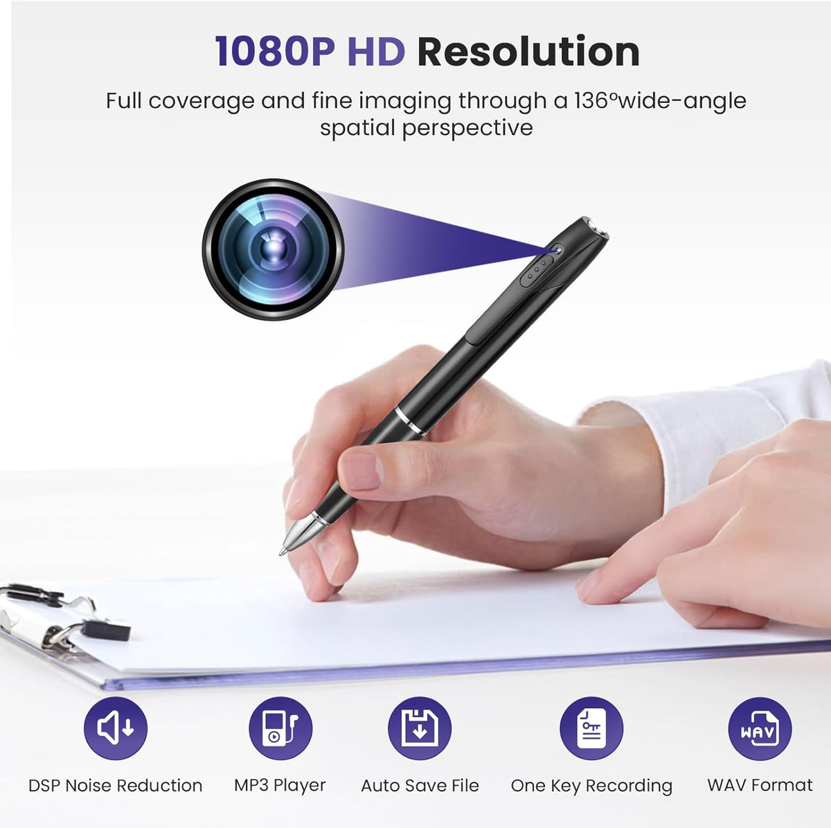 Capture clear Full HD videos with the 1080p Hidden Spy Pen Camera & enjoy easy video recording with its compact pen-style design.