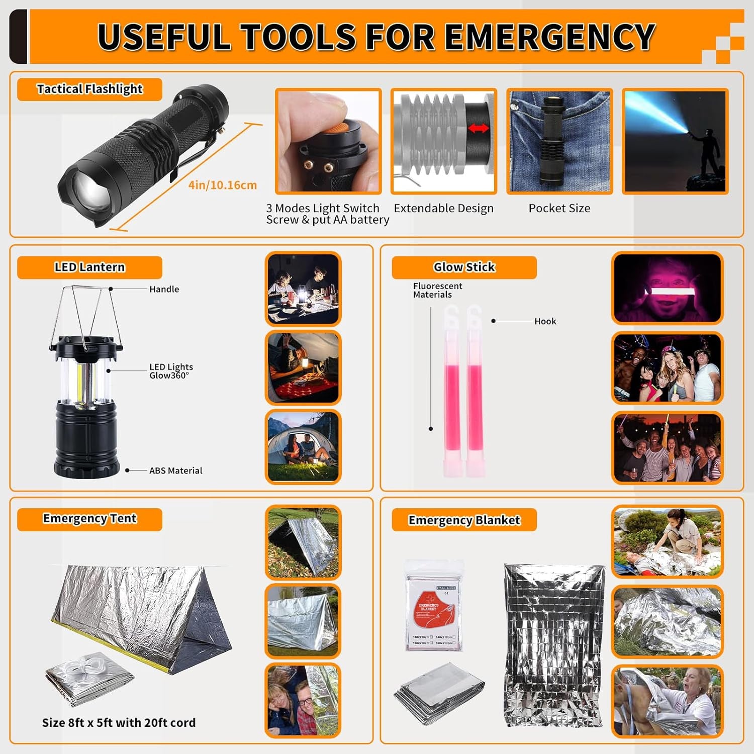 Prepare yourself for any unexpected moment with the outdoor emergency survival kit, designed for road trips & outdoor adventures.