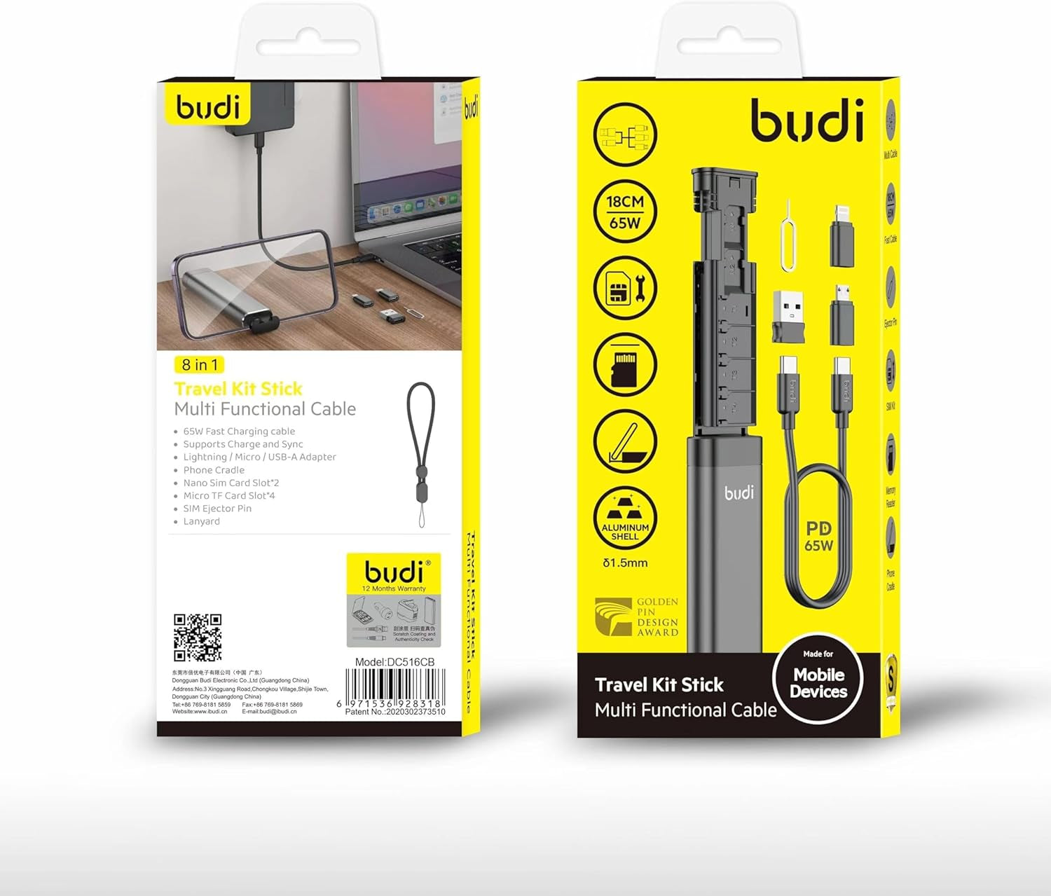 Simplify your journey with Multi Functional Budi Travel Stick, featuring fast charging support, adapters, data sync & a storage kit.