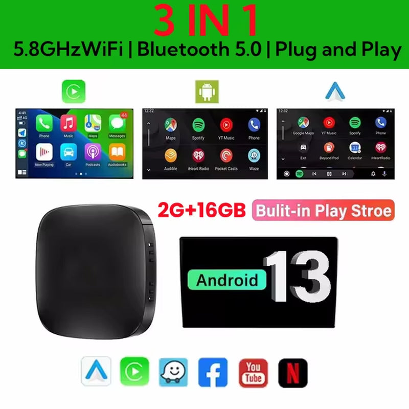 Android 13 Car Ai Box Wireless Carplay Adapter Android Auto for Netflix Youtube for MG ZS EV MULAN MG4 MG5 EHS MARVEL R MAXUS