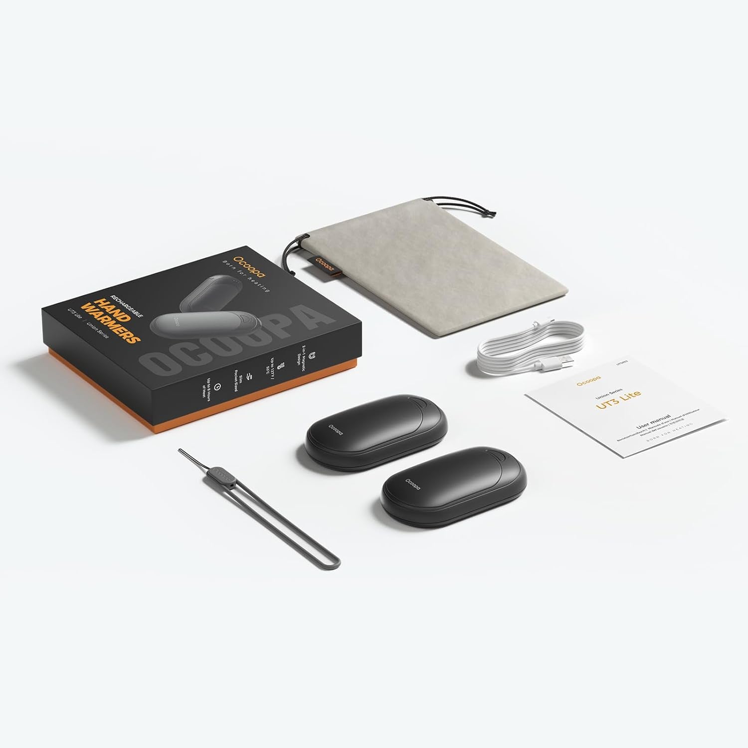 Shop a 2-pack of rechargeable magnetic hand warmers with adjustable heat levels & a compact pocket-friendly design for winter comfort.