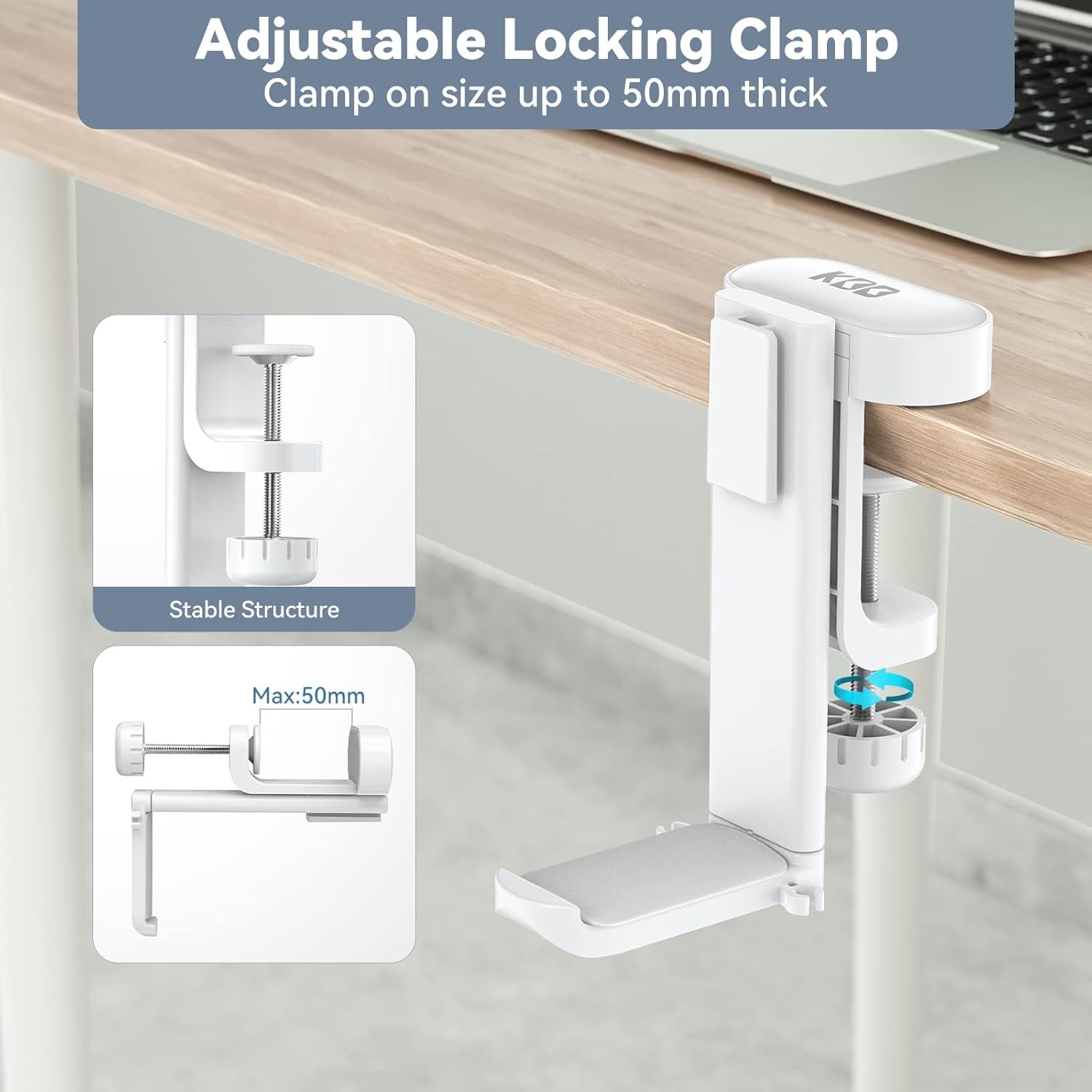 Organize your workspace with a 3-in-1 Rotating Desk Hanger for headsets and controllers with clamp-on installation & cable control.