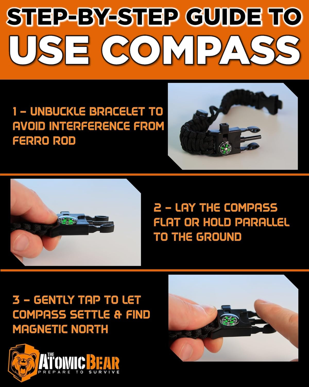 Buy Atomic Bear Paracord Bracelet for outdoor trips, camping, and hiking. A simple and useful gear for everyday use & travel needs.