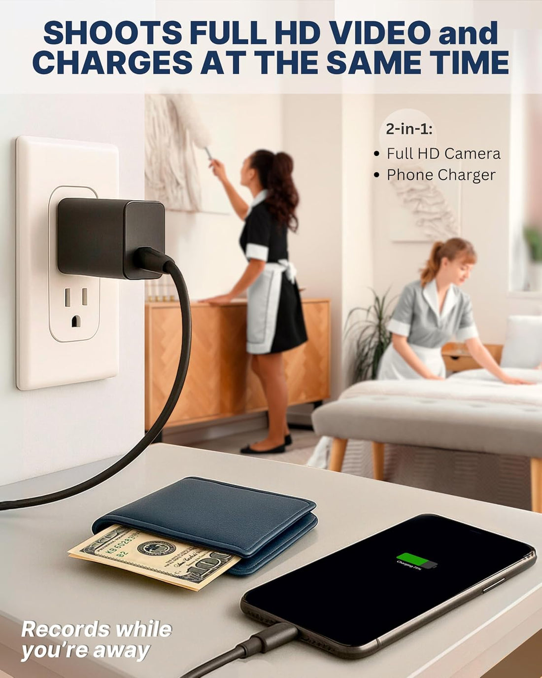 Order a Plug in Indoor Security Camera for clear 1080p video & motion detection for pet monitoring with local recording at home. 