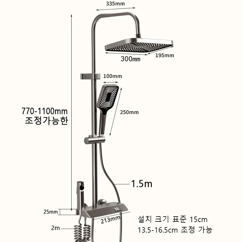 Transform Your Shower Experience with the LED Display Bathroom Shower Set Featuring Piano Key Controls - Complete Rain Shower Accessories