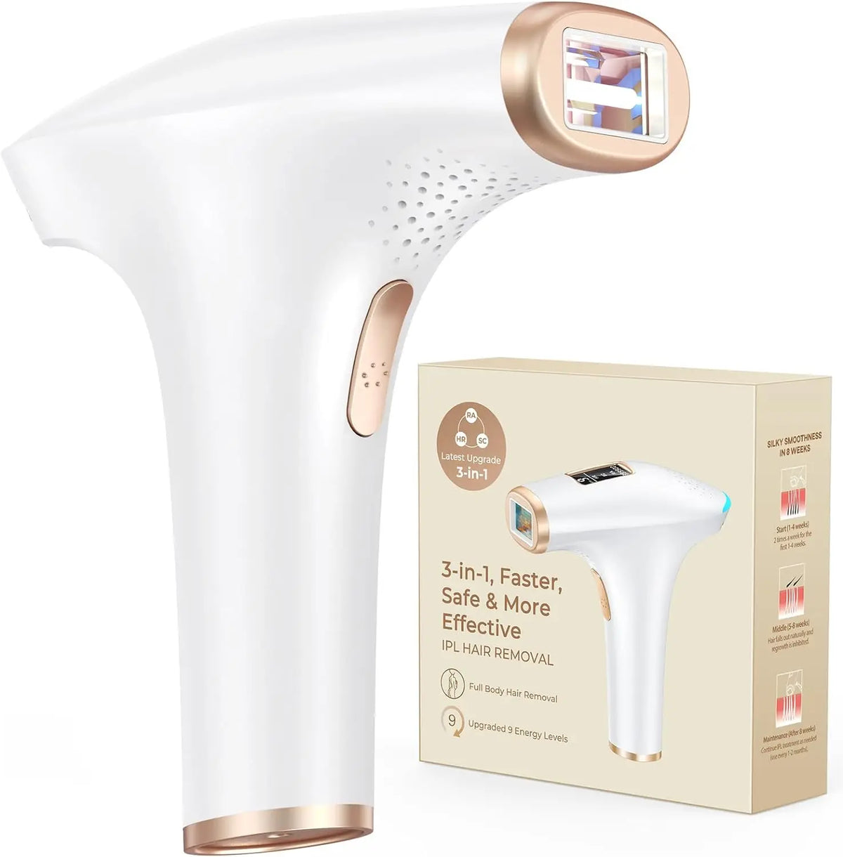 999900 Flashes IPL Hair Removal Device for Safe, Permanent, and Painless Treatment for Face and Body - Suitable for Men and Women for Home Use