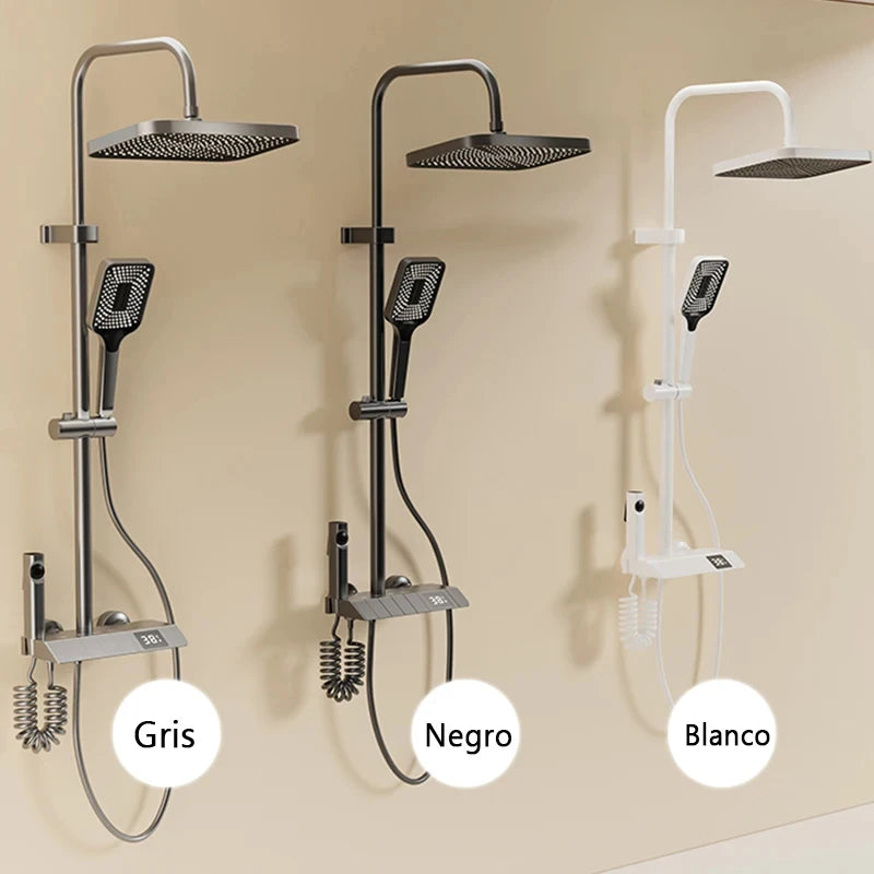 Transform Your Shower Experience with the LED Display Bathroom Shower Set Featuring Piano Key Controls - Complete Rain Shower Accessories