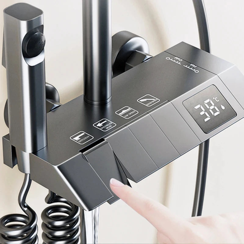 Transform Your Shower Experience with the LED Display Bathroom Shower Set Featuring Piano Key Controls - Complete Rain Shower Accessories