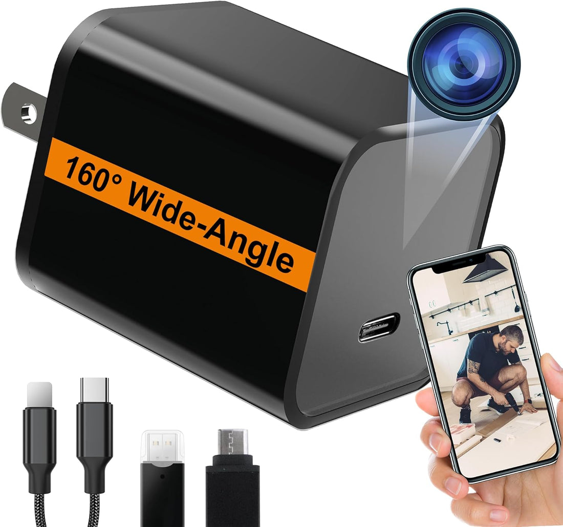 Keep an eye on your space using a Smart Wifi Camera Charger that offers 160° wide viewing & remote access for security monitoring.