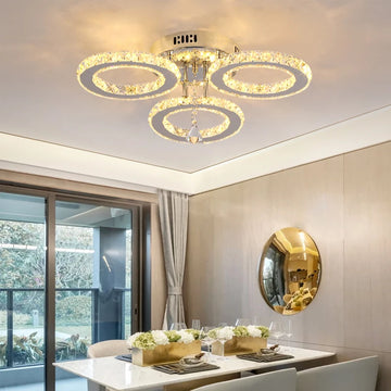 Modern K9 LED Crystal Ceiling Lamp - Smart Chandelier Pendant Light in Chrome for Dining and Living Room Luxury Decor
