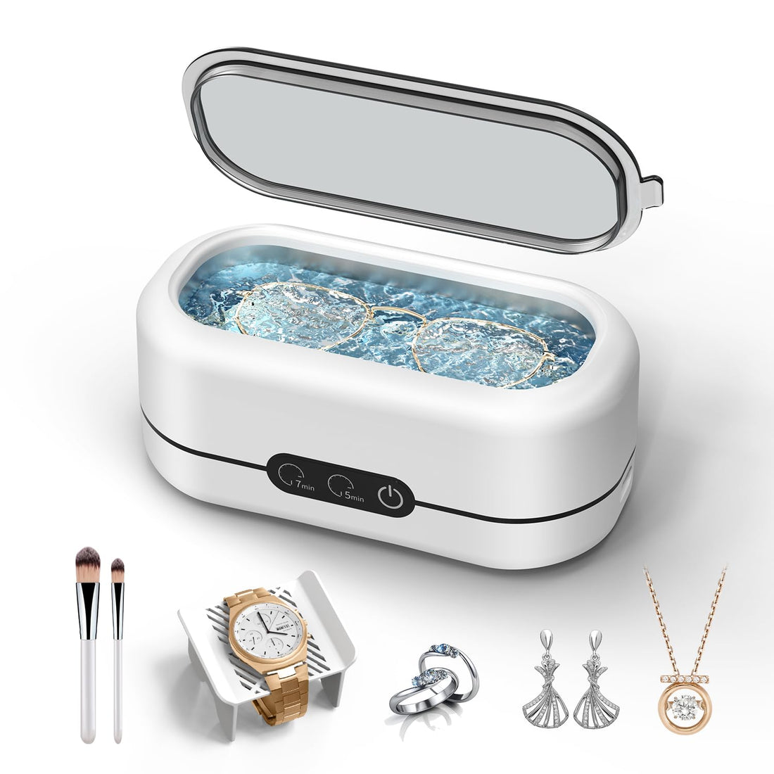 Buy an Ultrasonic Dual Jewellery Cleaner with 48kHz sound waves for gentle cleaning of jewelry & other delicate items at home.