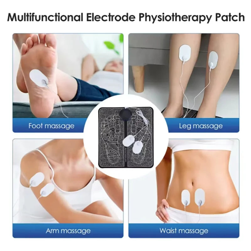 Rechargeable EMS Foot Massager Pad with Remote Control - Portable Electric Muscle Stimulation Mat for Pain Relief and Relaxation