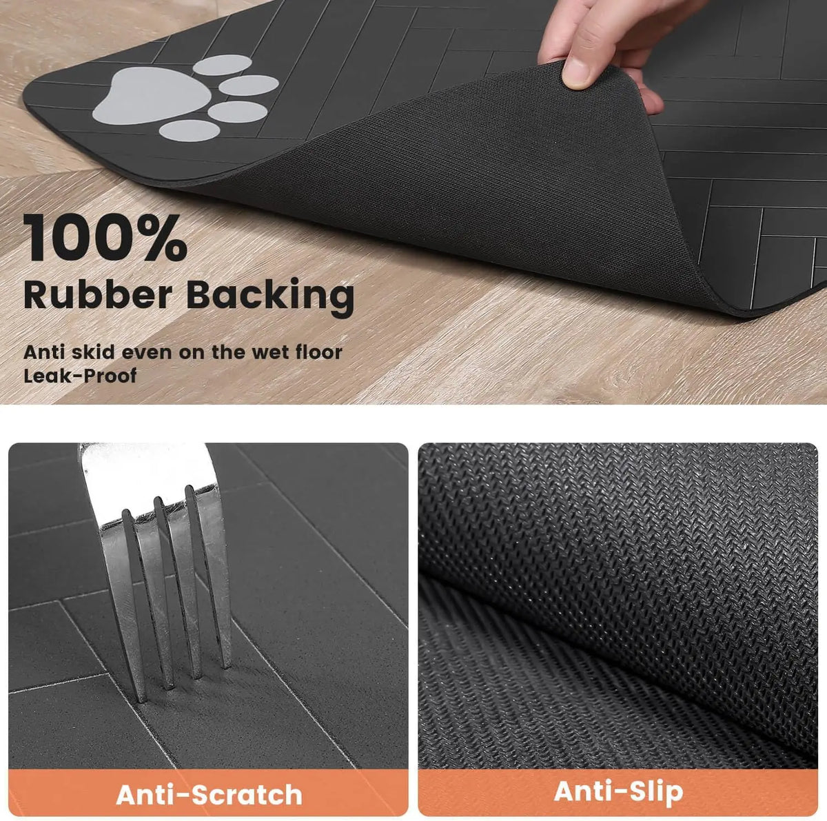 Absorbent Pet Feeding Mat with Waterproof Rubber Backing – Quick-Dry Placemat for Food and Water Bowls for Dogs and Cats