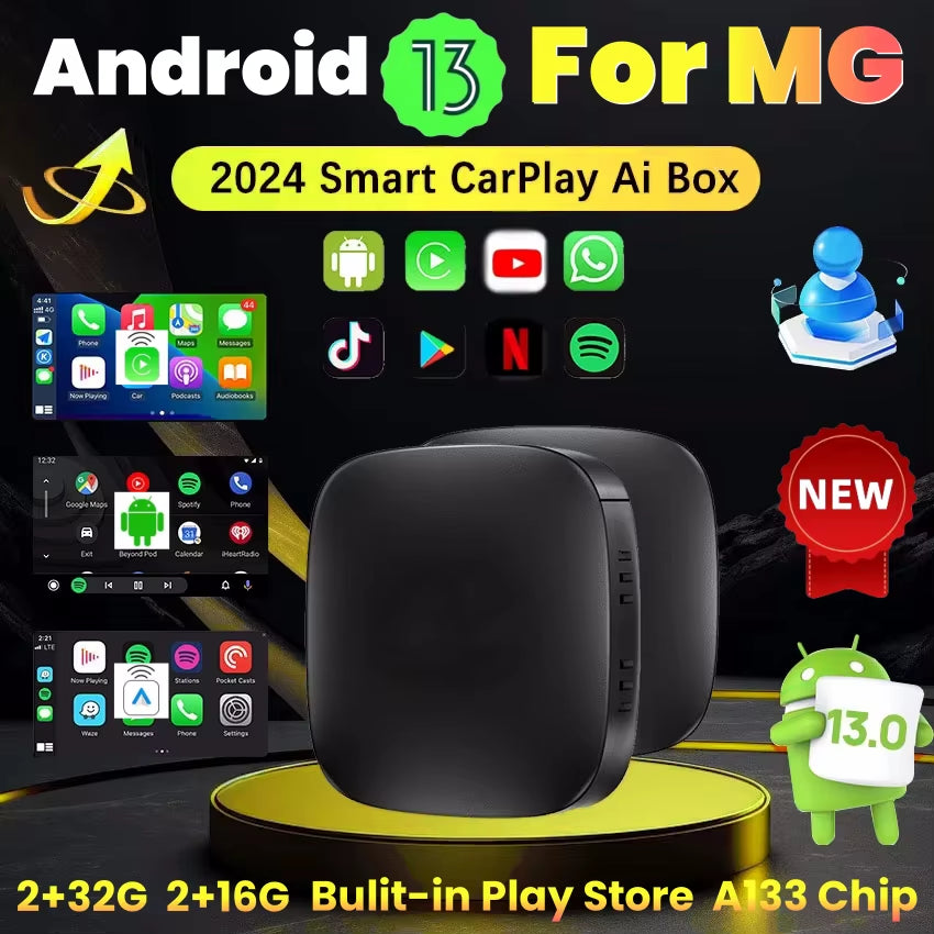 Android 13 Car Ai Box Wireless Carplay Adapter Android Auto for Netflix Youtube for MG ZS EV MULAN MG4 MG5 EHS MARVEL R MAXUS