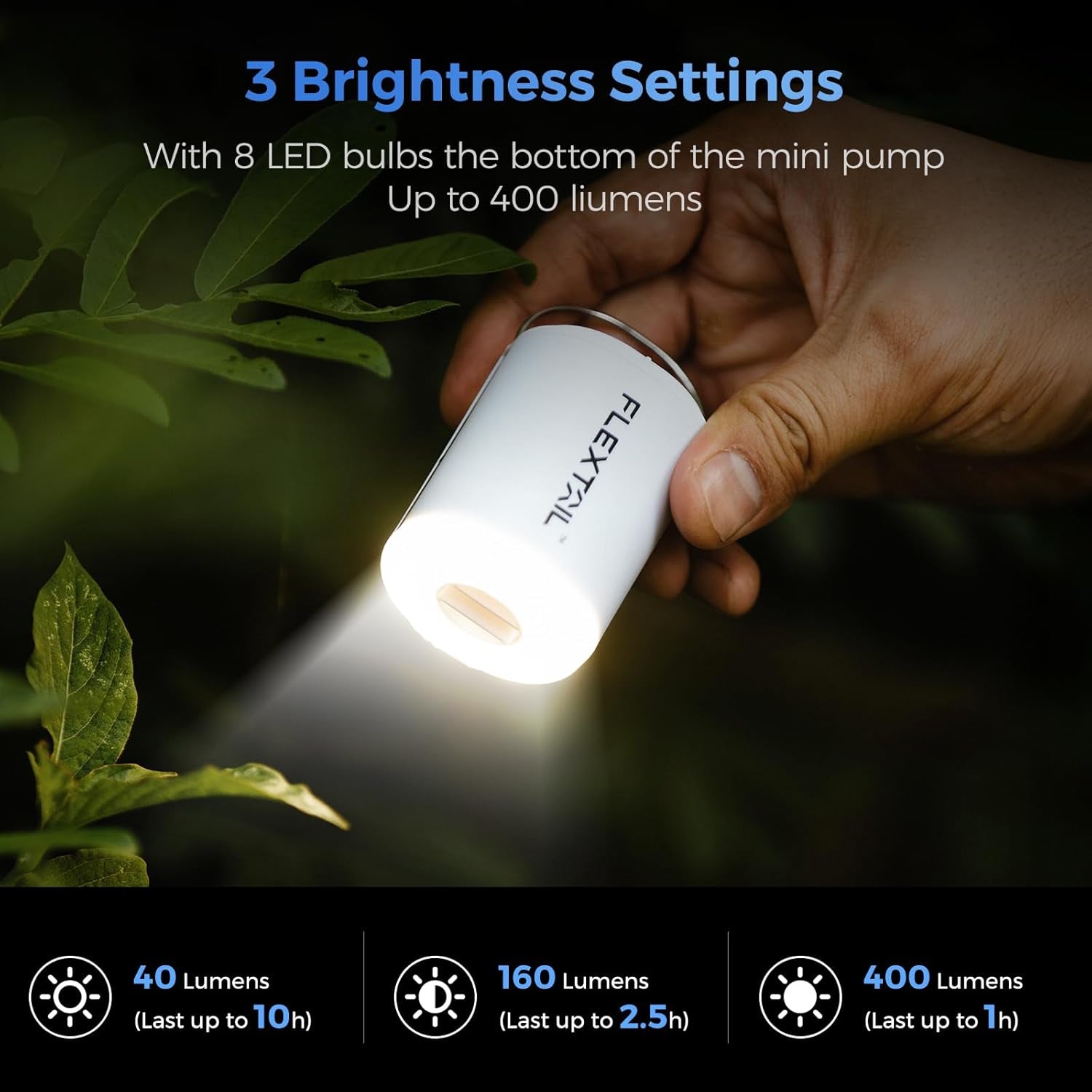 Portable Air Pump with Camping Lantern Tiny Pump 2X 4Kpa Air Pump for Inflatables Rechargeable Air Mattress Pump with Magnetic Design for Sleeping Pads, Pool Floats, Swimming Rings(Og)