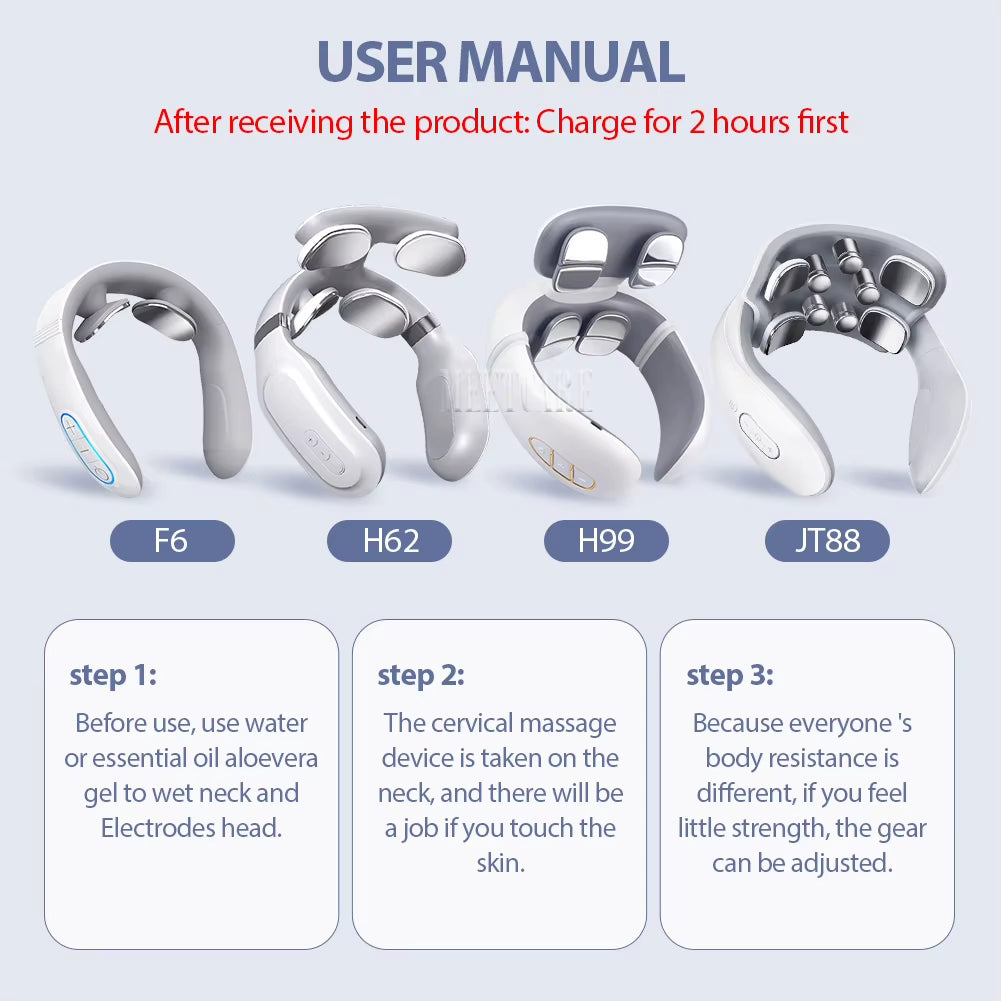 Electric Smart Neck Back Pulse Massager TENS Rechargeable Hot Compression Massage Cervical Vertebra Relax Pain Kneading Therapy