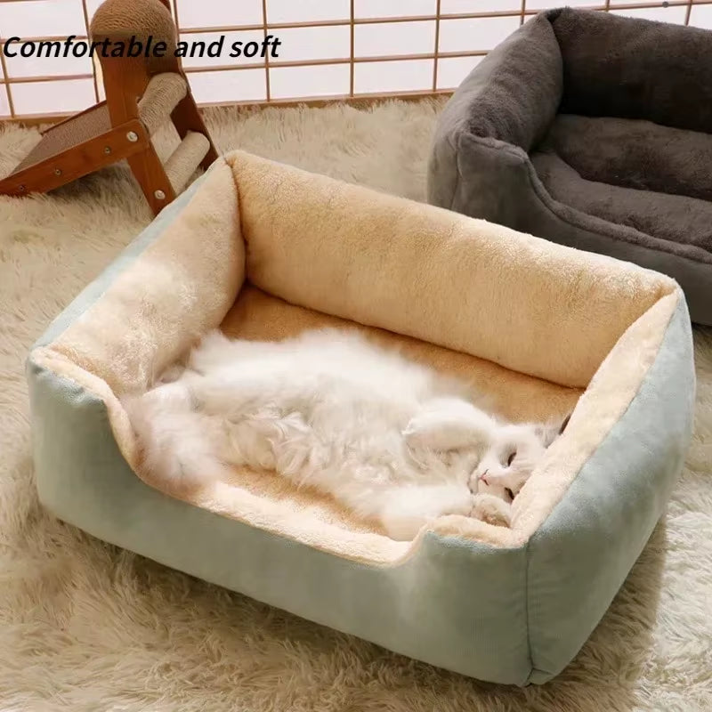 Premium Cat and Dog Bed with Cushions - Winter Accessories for Pets and Cozy Habitat Supplies