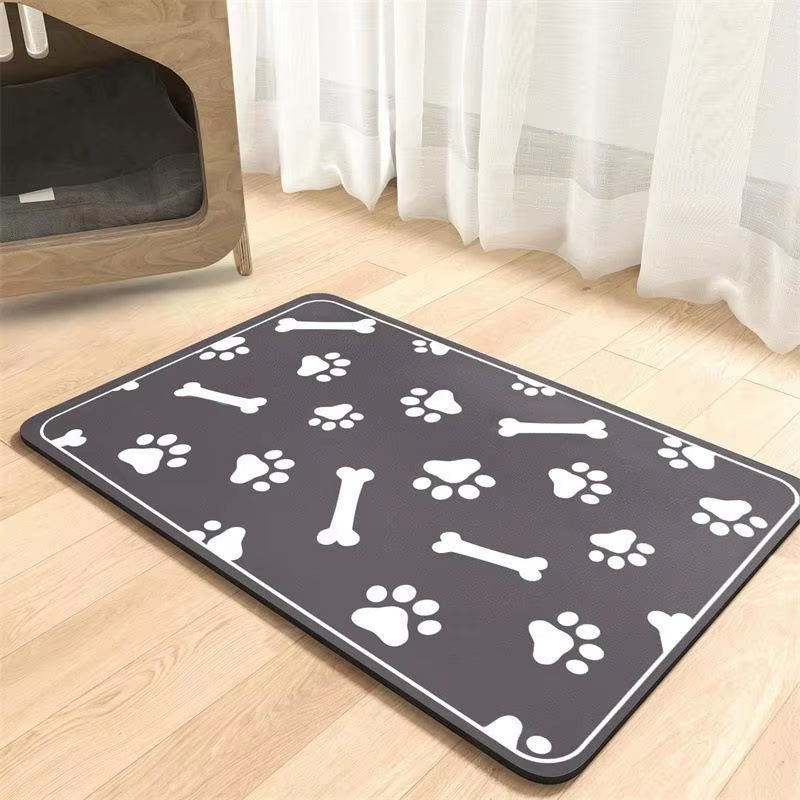 Diatomaceous Absorbent Pet Placemat with Waterproof Quick-Dry Rubber Backing and Non-Slip Design for Food and Water Bowls