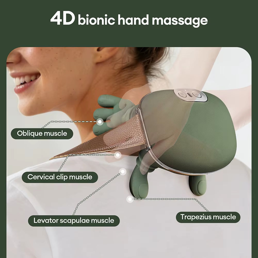 4D Bionic Wireless Neck and Shoulder Massager with Brushless Motor for Cervical and Trapezius Relief