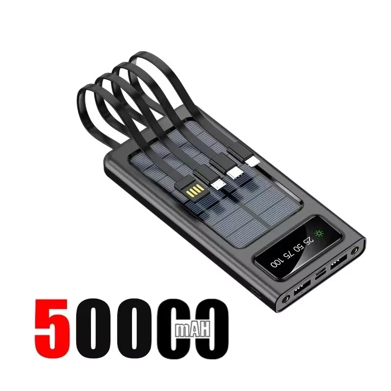 200000Mah Solar Power Bank Ultra Capacity 120W Super Fast Charging USB Typec LED Light Outdoor Power Bank for Iphone 17 Samsung