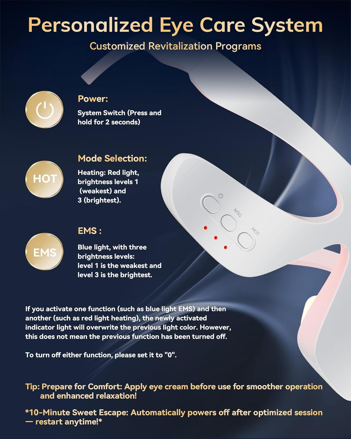 Under Eye Red Light Therapy Device, Red Light Therapy Glasses for Eyes 630±10Nm,Red Light Eye Mask for the Treatment of Eye Bags,Dark Circles,Puffiness Periorbital for Treating