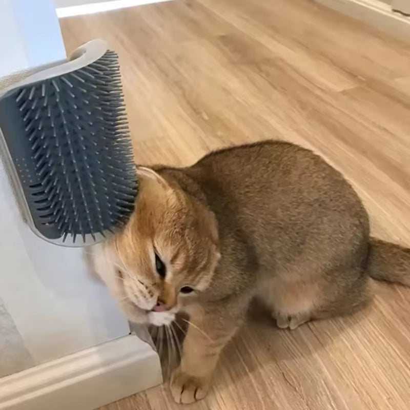 Esquina de Masaje y Rascador para Gatos con Cepillo Integrado - Accesorios para Mascotas