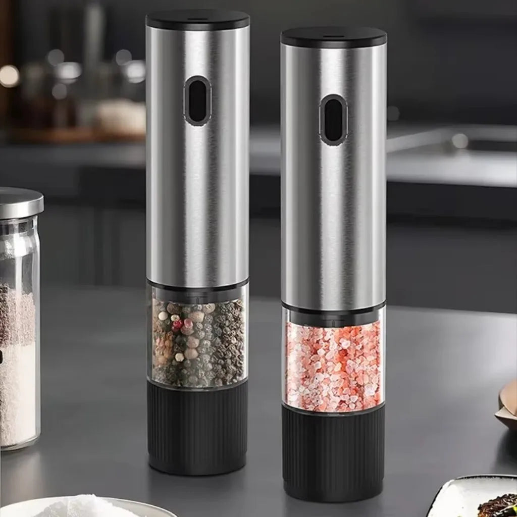 Electric Salt and Pepper Grinder Set - Automatic Rechargeable Mill with Adjustable Coarseness for Kitchen Use