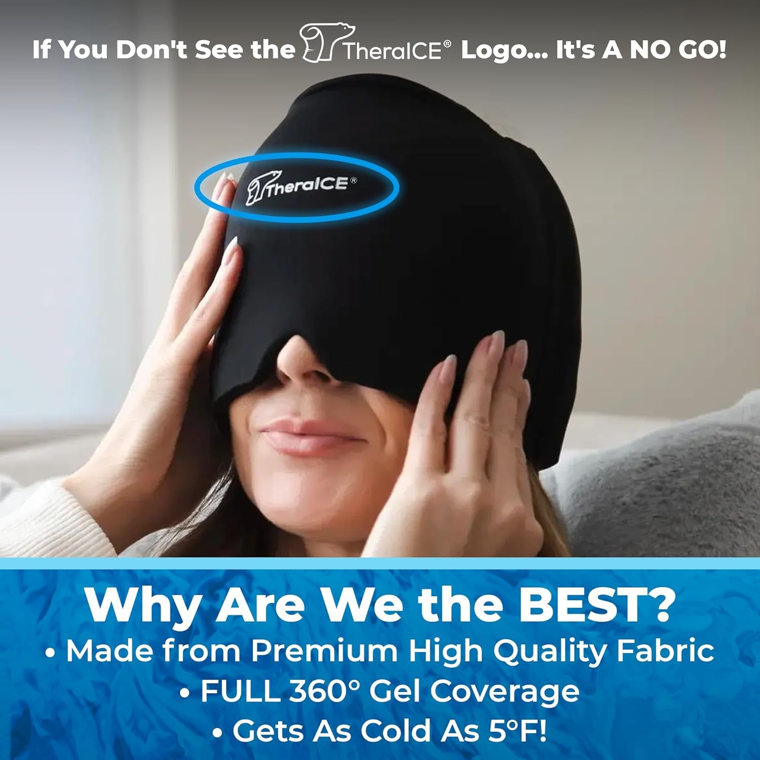 Headache Relief Cap, Migraine Ice Pack Mask Products, Women Cooling Gel Hat, Face Cold Compress Head Wrap for Her Stress. Great Birthday Gift for Mom, Sister, Grandma, Girlfriend, & Teacher