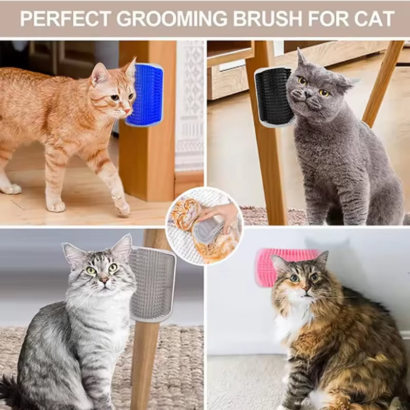 Esquina de Masaje y Rascador para Gatos con Cepillo Integrado - Accesorios para Mascotas