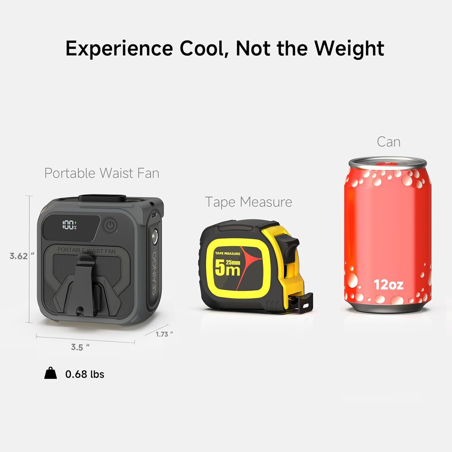 Portable Waist Fan Rechargeable – 10000Mah, 42 Ft/S Max, 5 Speeds 16000RPM, Personal Cooling Wearable Clip Body Belt Shirt Fans, Hanging Neck Fan with Light for Camping Travel Outdoor Indoor