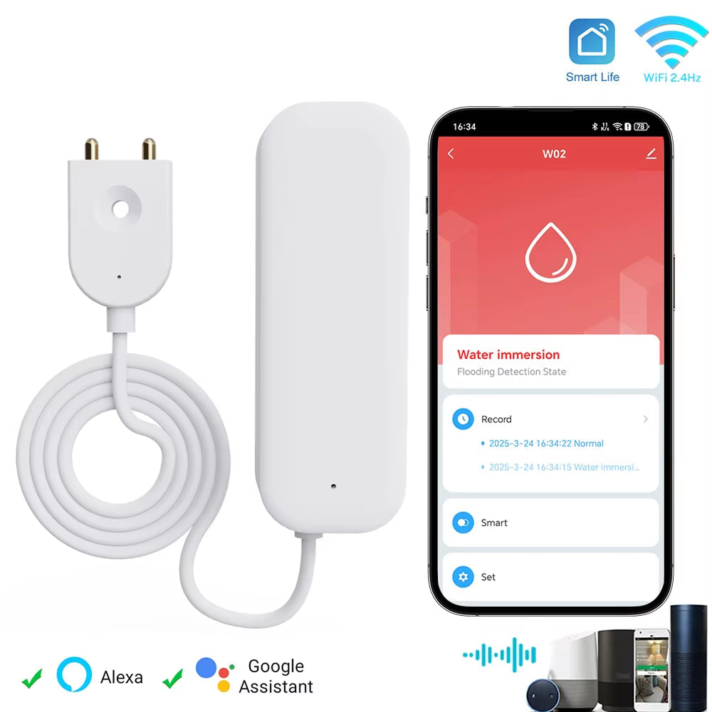 Tuya Smart WIFI Water Leakage Sensor Alarm Water Level Detector Flood Leakage Sensor APP Remote Control Security Alarm System