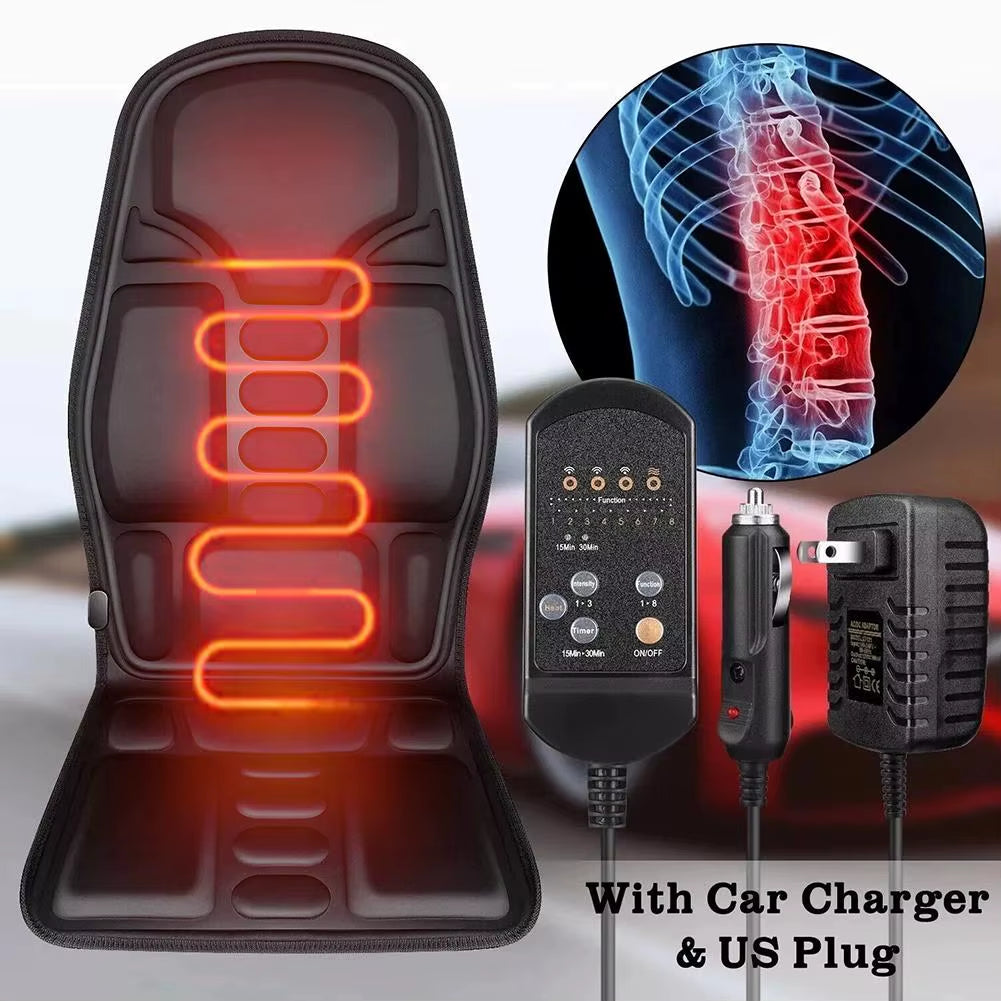Electric Back Massager Infrared Full-Body Massage Chair Cushion Winter Household Cushion Heated Car Seat Cushion Cover Universal