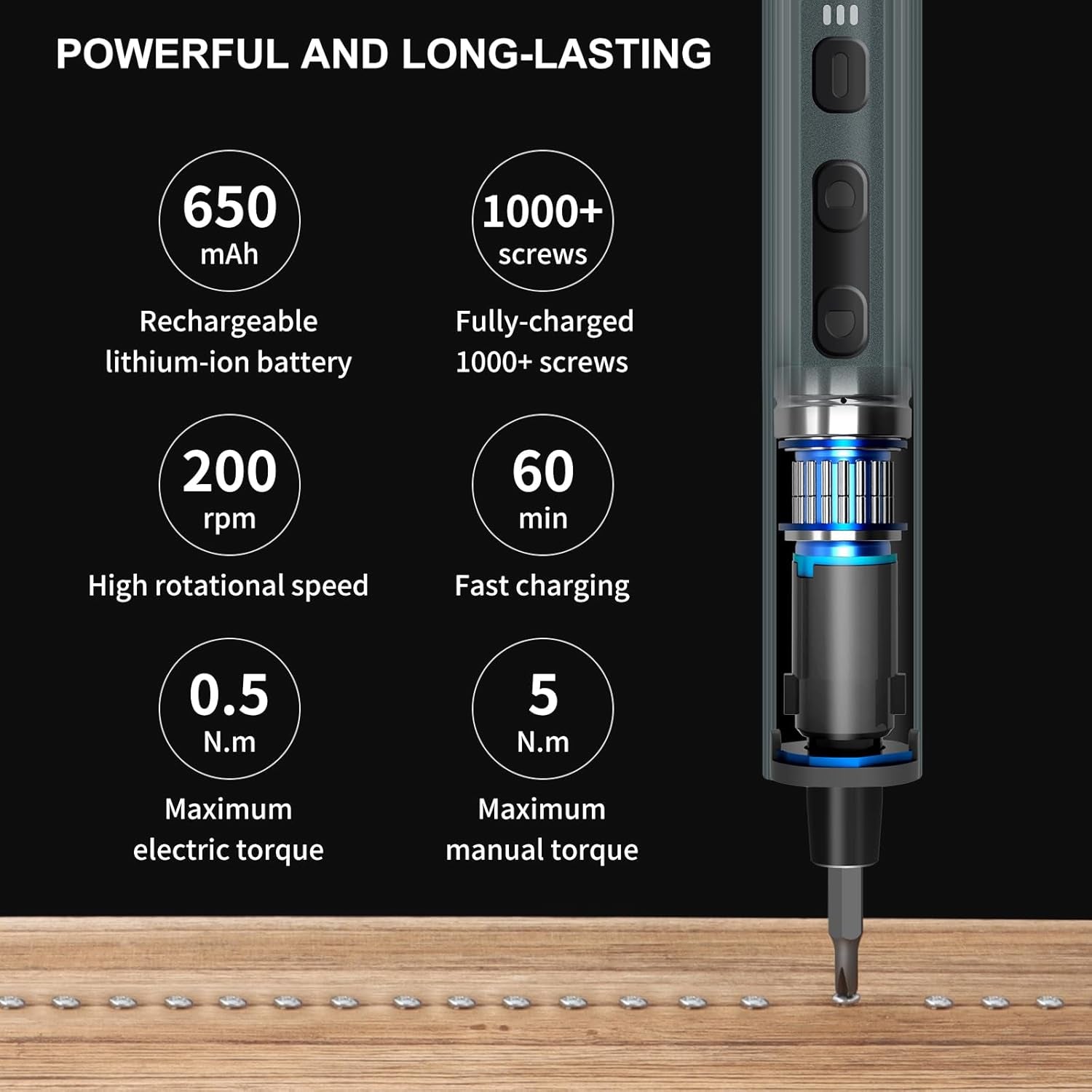 Electric Screwdriver 155 in 1 Mini Electric Precision Screwdriver Set, 140 S2 Steel Magnetic Bits, LED Light, 650Mah, Electronics Repair Tool Kit for Computer, PC, Laptop, Phone, RC (Black)
