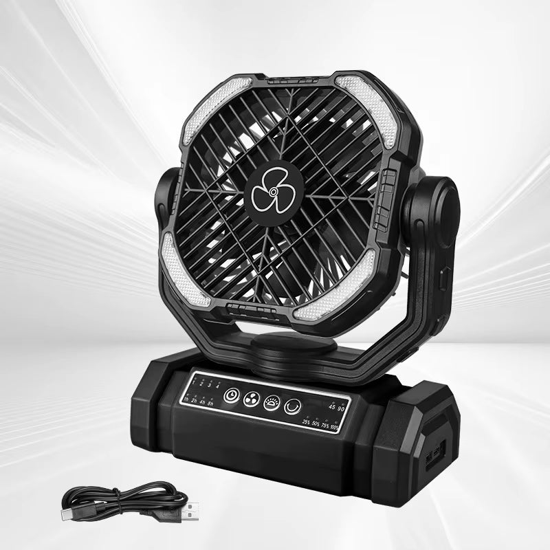 20,000mAh Rechargeable Camping Fan with LED Light and Remote Control, 4-Speed Timing Portable Tent Fan with Adjustable Hook Design for Outdoor Use