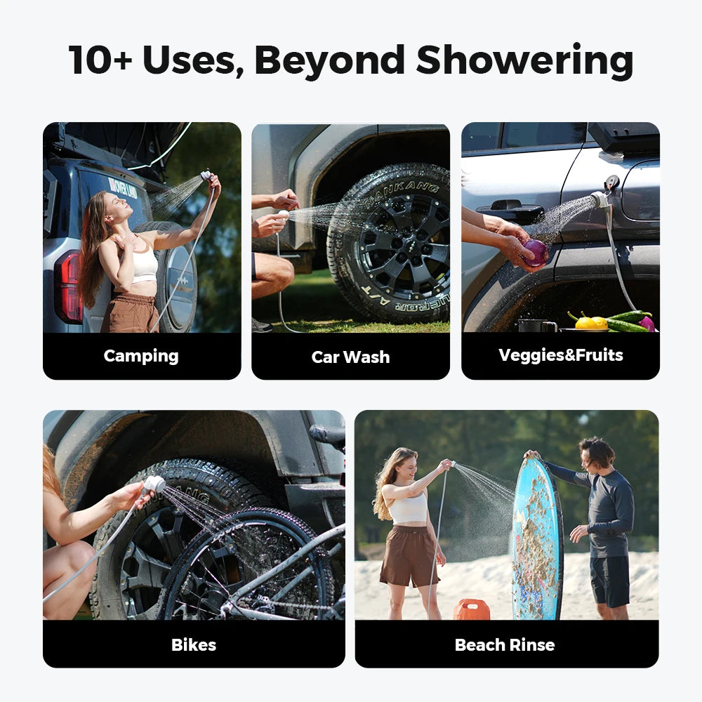 Experience the Great Outdoors with the FLEXTAIL Portable Electric Shower Pump - Your Ultimate IPX7 Waterproof Solution for Camping and Home Cleaning!
