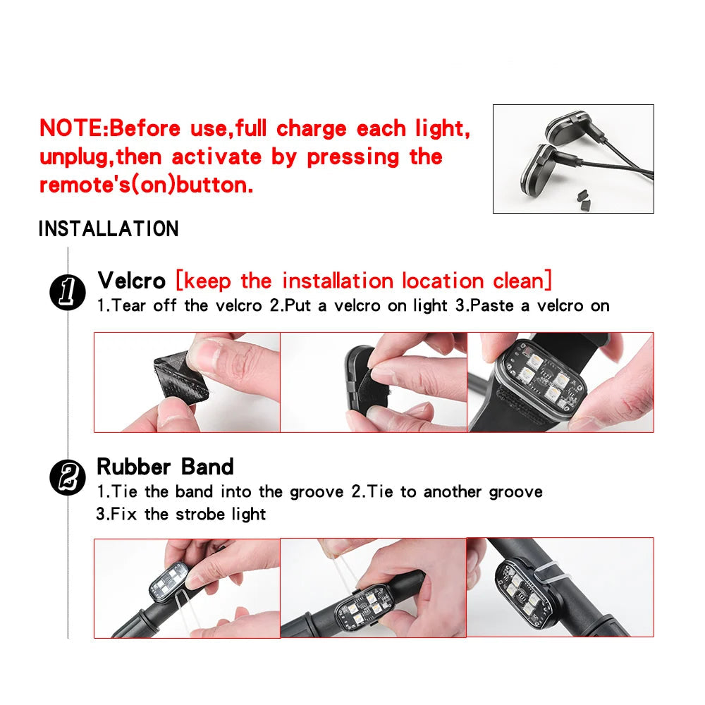 Wireless LED Strobe Lights for Automotive Decoration and Safety, Rechargeable with 8 Color Options