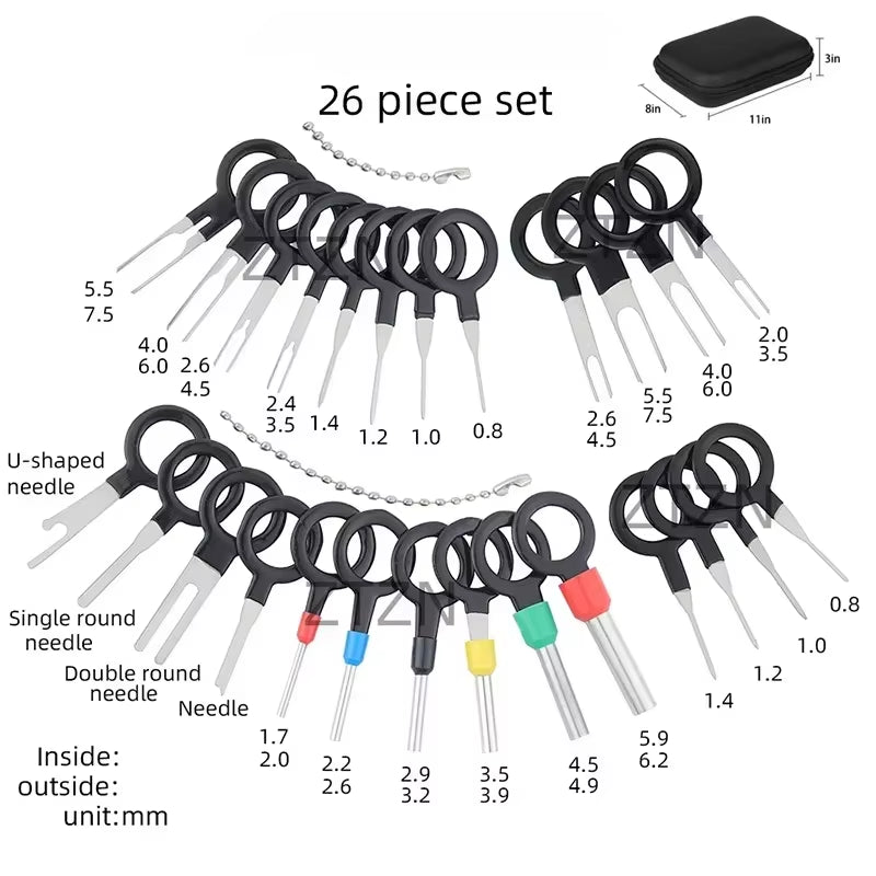 Car Terminal Removal Kit 26/36/41Pcs Wire Plug Connector Extractor Puller Release Pin Extractor Set Terminal Plug Repair Tools