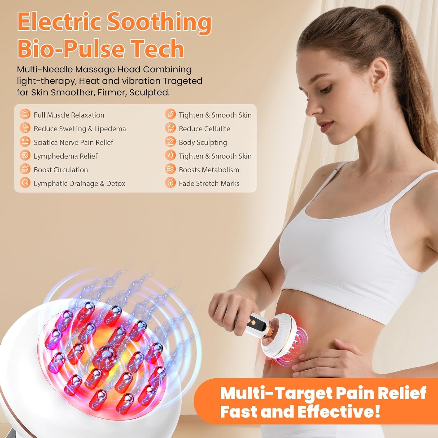 4-In-1 Body Sculpting Machine - Lymphatic Drainage Massager - Anit Cellulite Massage Tool Help Reduce Stretch Marks & Cellulite & Fat, Pain Relife Devices for Body (Belly, Legs, Arms, Butt, Low Back)