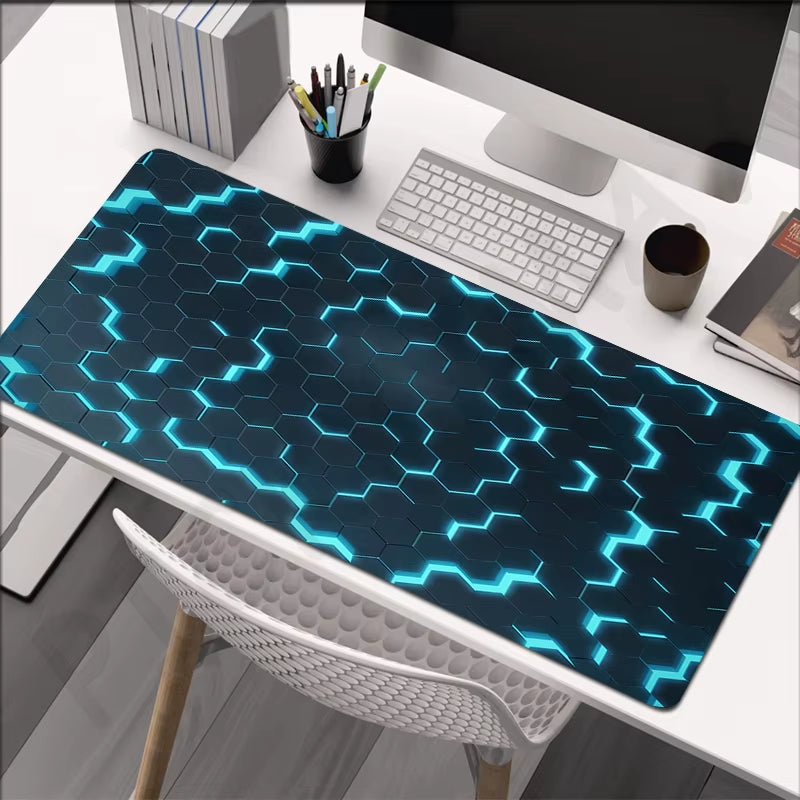 Large Geometric Gaming Mouse Pad - 90x40 cm Desk Mat for PC and Keyboard