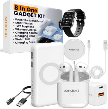 6 in 1 Accessories Gift Set Power Bank 5000 Smart Watch TWS Earphones Accessories Birthday Gifts Boyfriend Tech Gadgets Regalos Para Hombre Travel Men Women Him Her