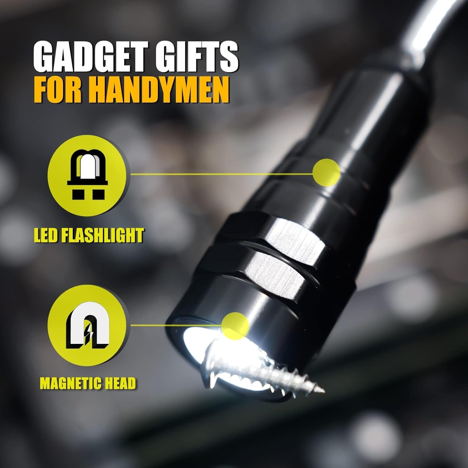 Magnetic Pickup Tool, Gifts for Men, Telescoping Magnet Flashlight, Mens Gifts, Birthday Gifts for Men, Women，Him, Teen Boys, Mechanic, Boyfriend, Dad, Husband, Father, Black