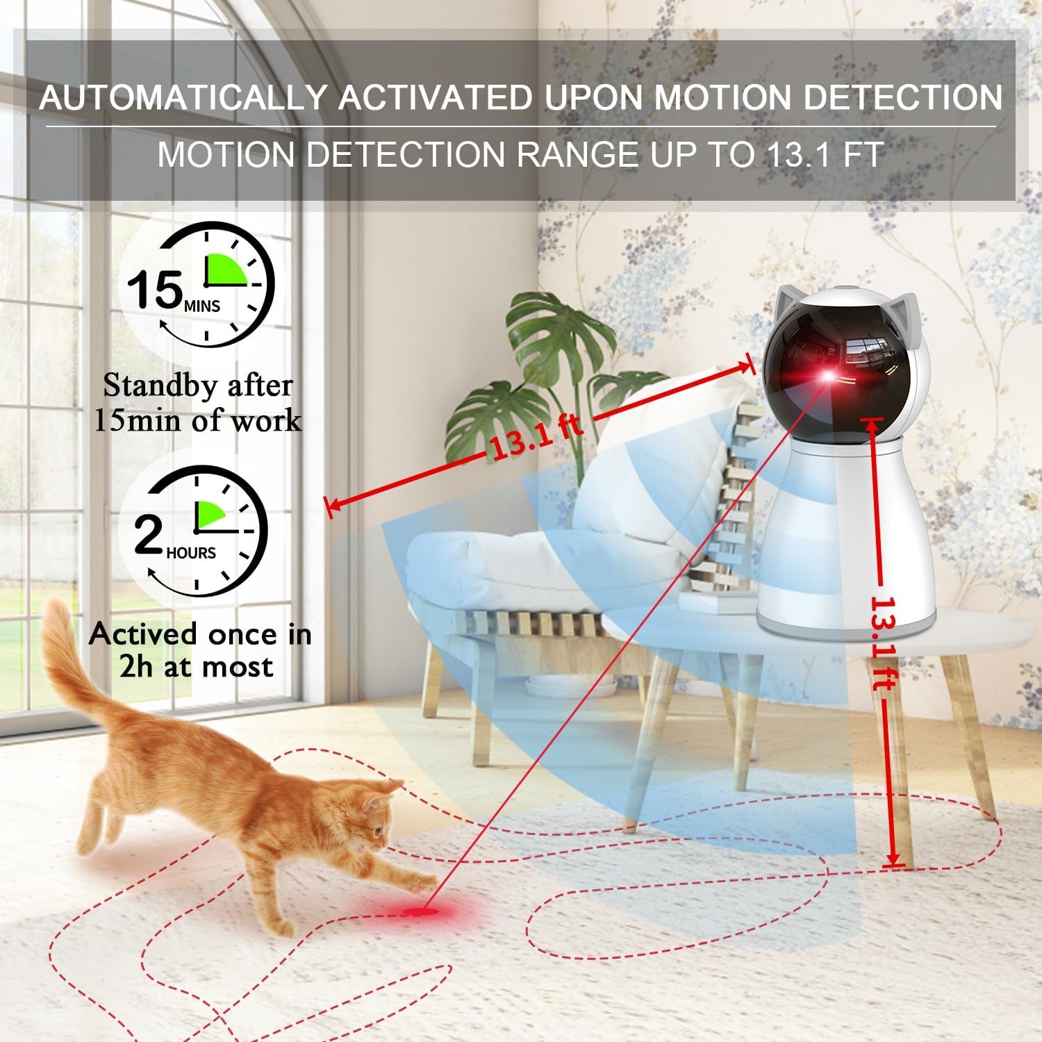 Laser Cat Toys for Indoor Cats,The 4Th Generation Real Random Trajectory Motion Activated Rechargeable Automatic Cat Laser Toy,Interactive Cat Toys for Bored Indoor Adult Cats/Kittens(White)